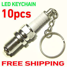 10pcs Universal White LED Flashlight Lamp Spark Plug Style Keychain Keyring