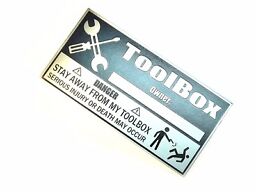 Anodized Aluminium TOOLBOX etched name plate proud owner with stamped name