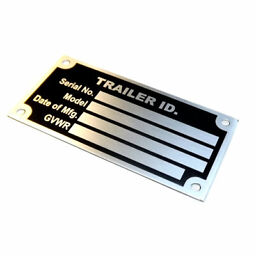 Anodized Aluminium Trailer custom data tag manufacturer etched vin name plate